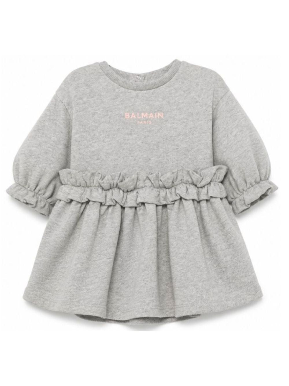 Abito per neonata Balmain Kids grigio con logo sul davanti BZ1050 Z3188 806RS BALMAIN KIDS