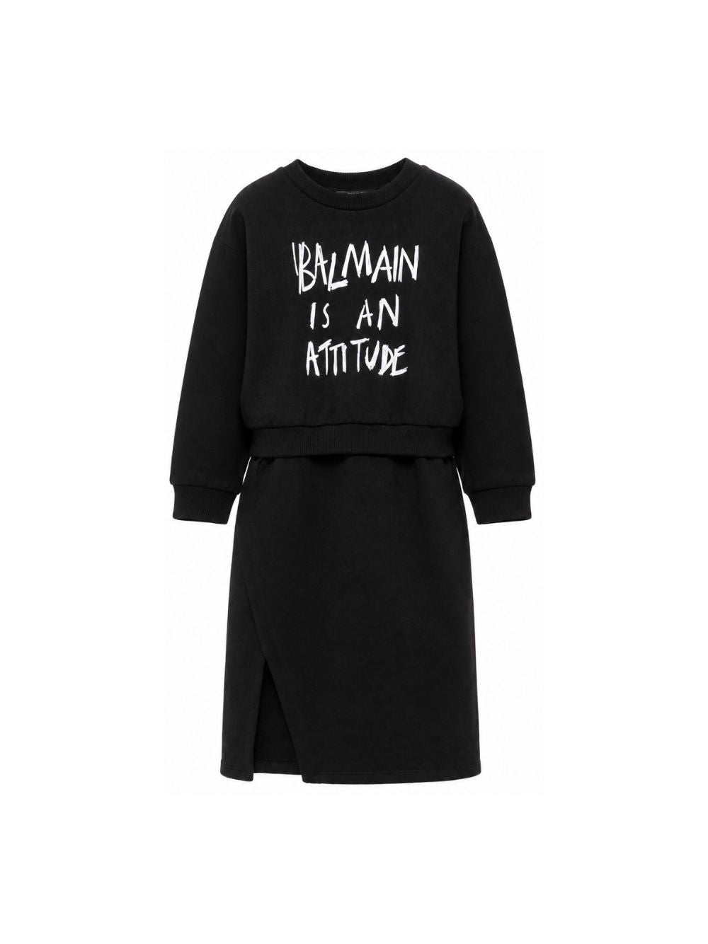Abito per bambina Balmain Kids nero con design a strati BZ1A00 Z3183 930BC BALMAIN KIDS