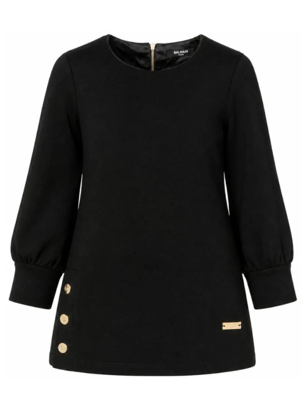 Abito per bambina Balmain Kids nero con placca con logo sul davanti BZ1B00 J0371 930OR BALMAIN KIDS
