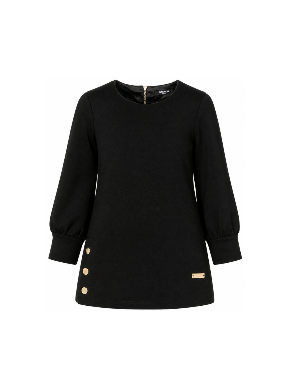 Abito per bambina Balmain Kids nero con placca con logo sul davanti BZ1B00 J0371 930OR BALMAIN KIDS
