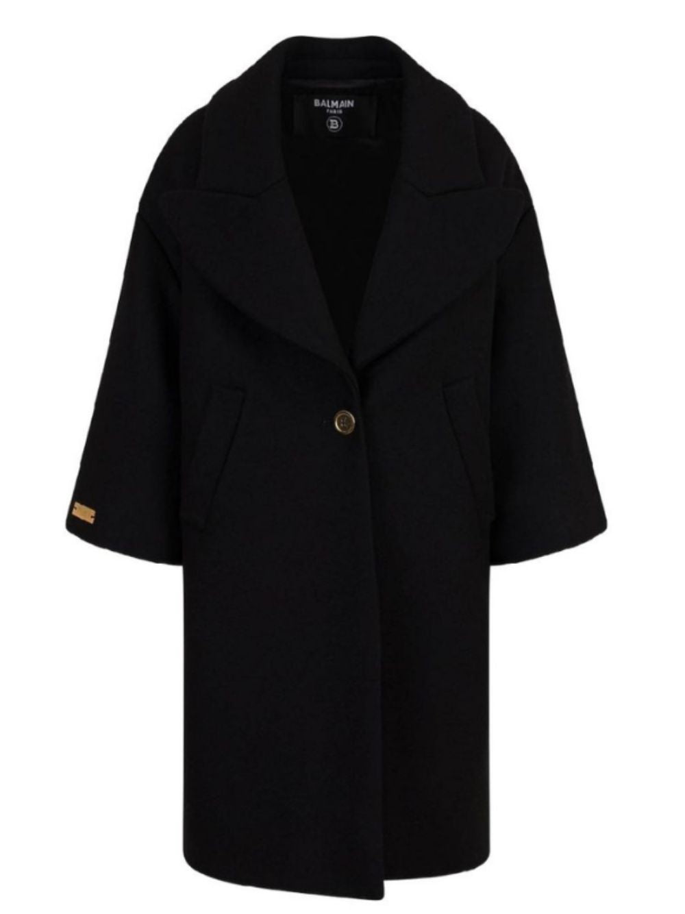 Cappotto per bambina Balmain Kids nero con revers oversize BZ2A40 E0169 930OR BALMAIN KIDS