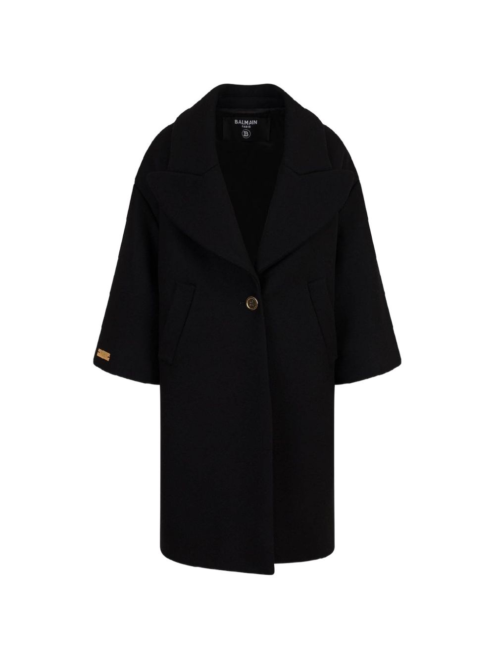 Cappotto per bambina Balmain Kids nero con revers oversize BZ2A40 E0169 930OR BALMAIN KIDS