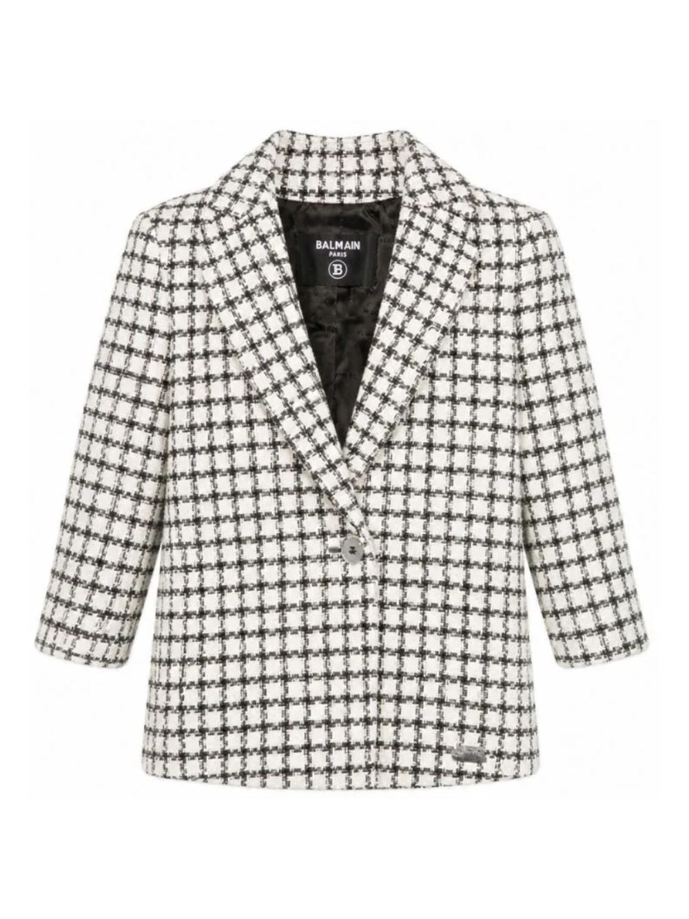 Blazer per bambina Balmain Kids bianco e nero con design in tweed BZ2A94 E0253 102AG BALMAIN KIDS