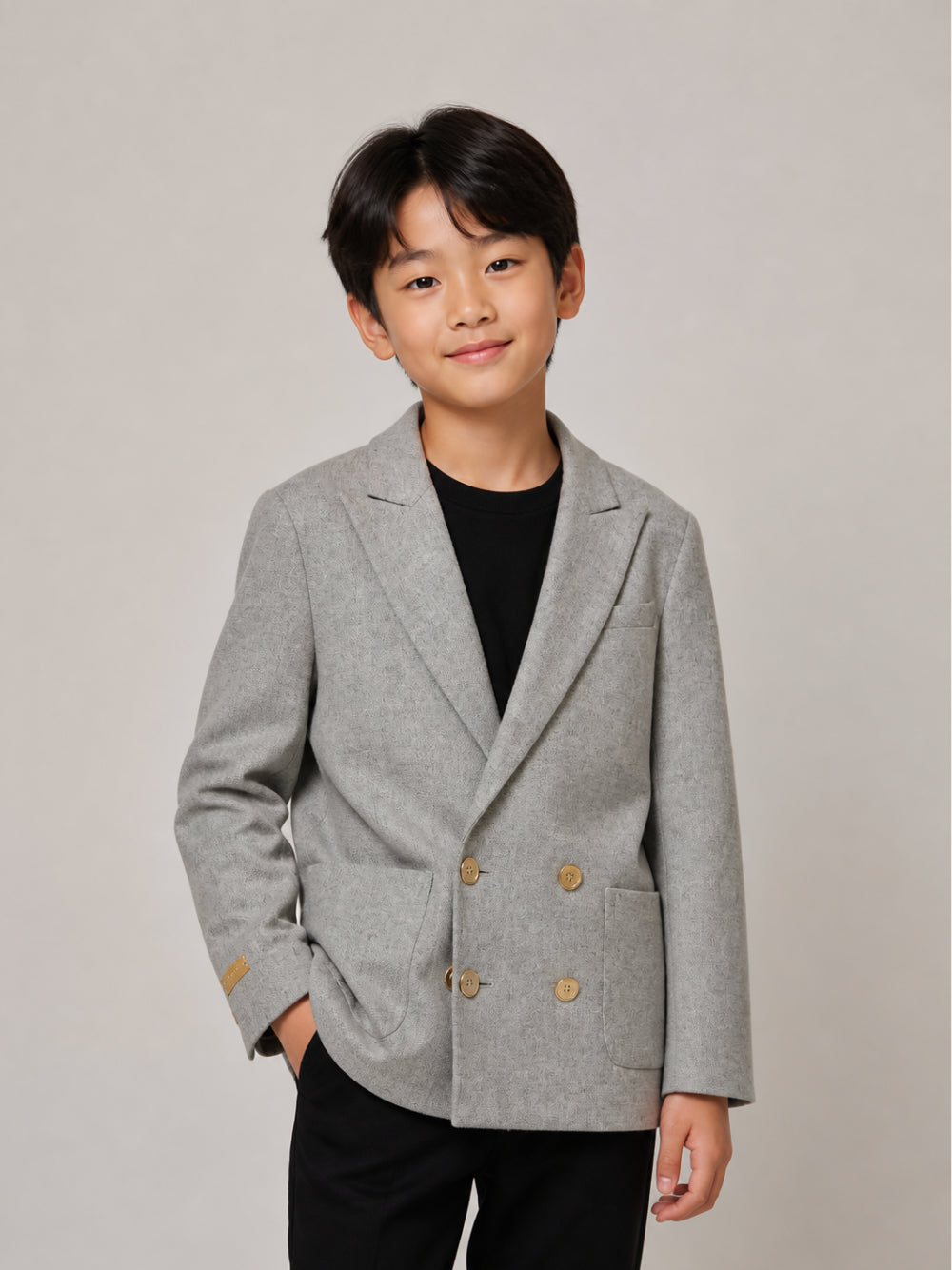 Cappotto per bambino Balmain Kids grigio con revers a punta BZ2H24 I0341 806OR BALMAIN KIDS