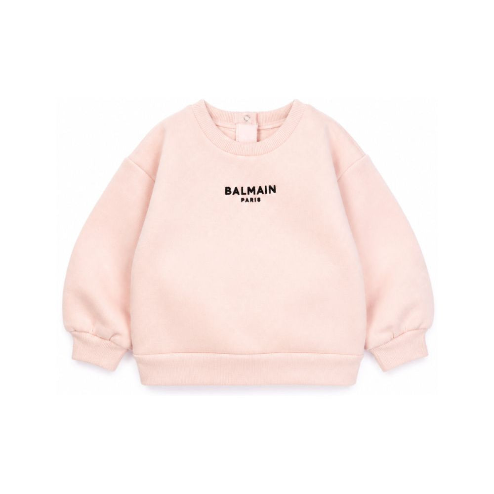 Felpa per neonata Balmain Kids rosa con stampa grafica sul davanti BZ4010 Z3183 508NE BALMAIN KIDS
