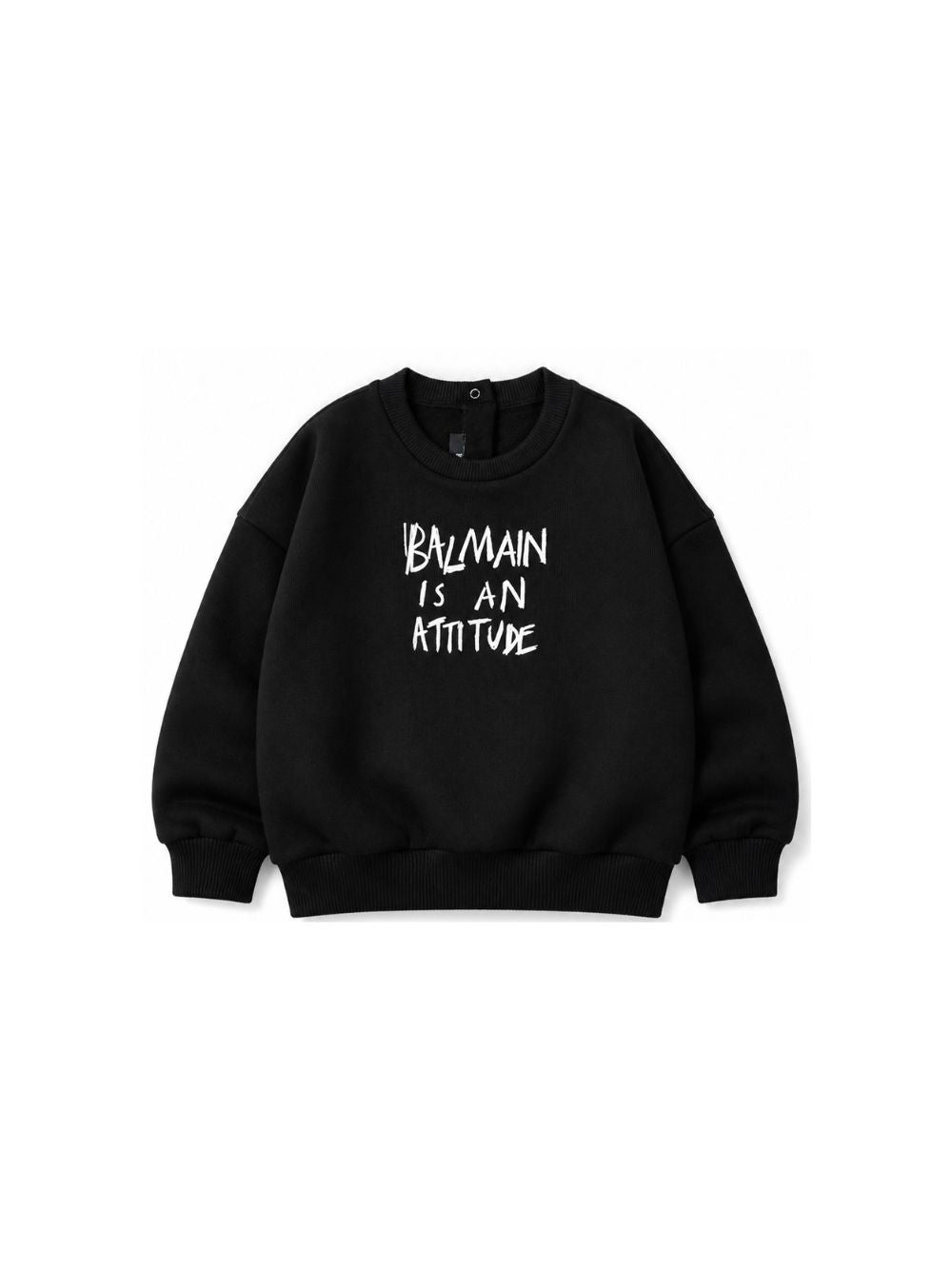 Maglione per neonato Balmain Kids nero con slogan stampato sul davanti BZ4360 Z3183 930BC BALMAIN KIDS