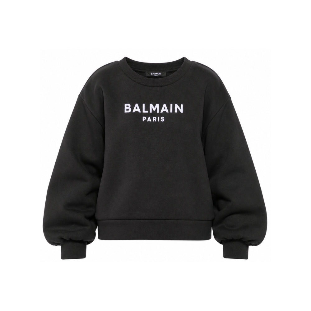 Felpa per bambina Balmain Kids nera con logo sul davanti BZ4A50 Z3728 930BC BALMAIN KIDS