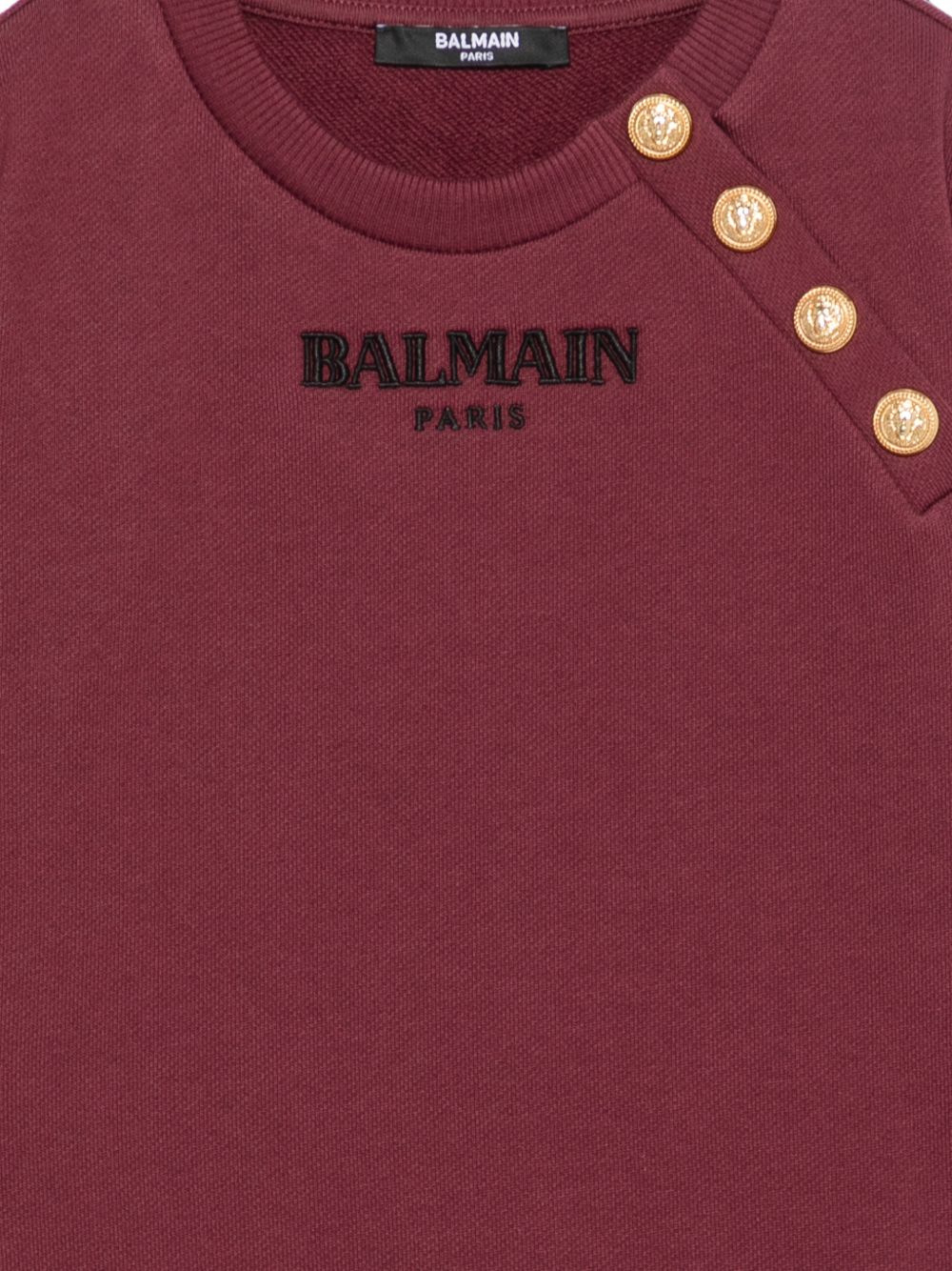 Felpa per bambino Balmain Kids bordeaux con dettaglio con bottoni oro BZ4I10 Z3183 530OR BALMAIN KIDS