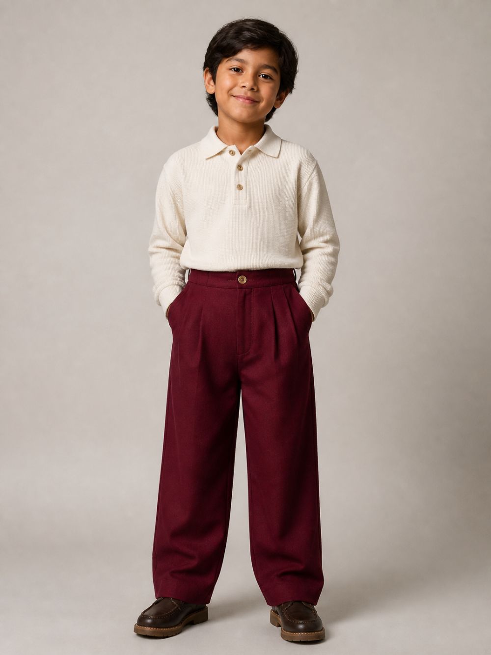 Pantaloni per bambino Balmain Kids rossi con placca con logo color oro BZ6A40 I0339 530OR BALMAIN KIDS