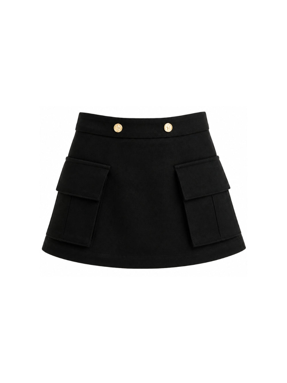 Gonna per bambina Balmain Kids nera con bottoni dorati con logo BZ7A21 I0196 930OR BALMAIN KIDS