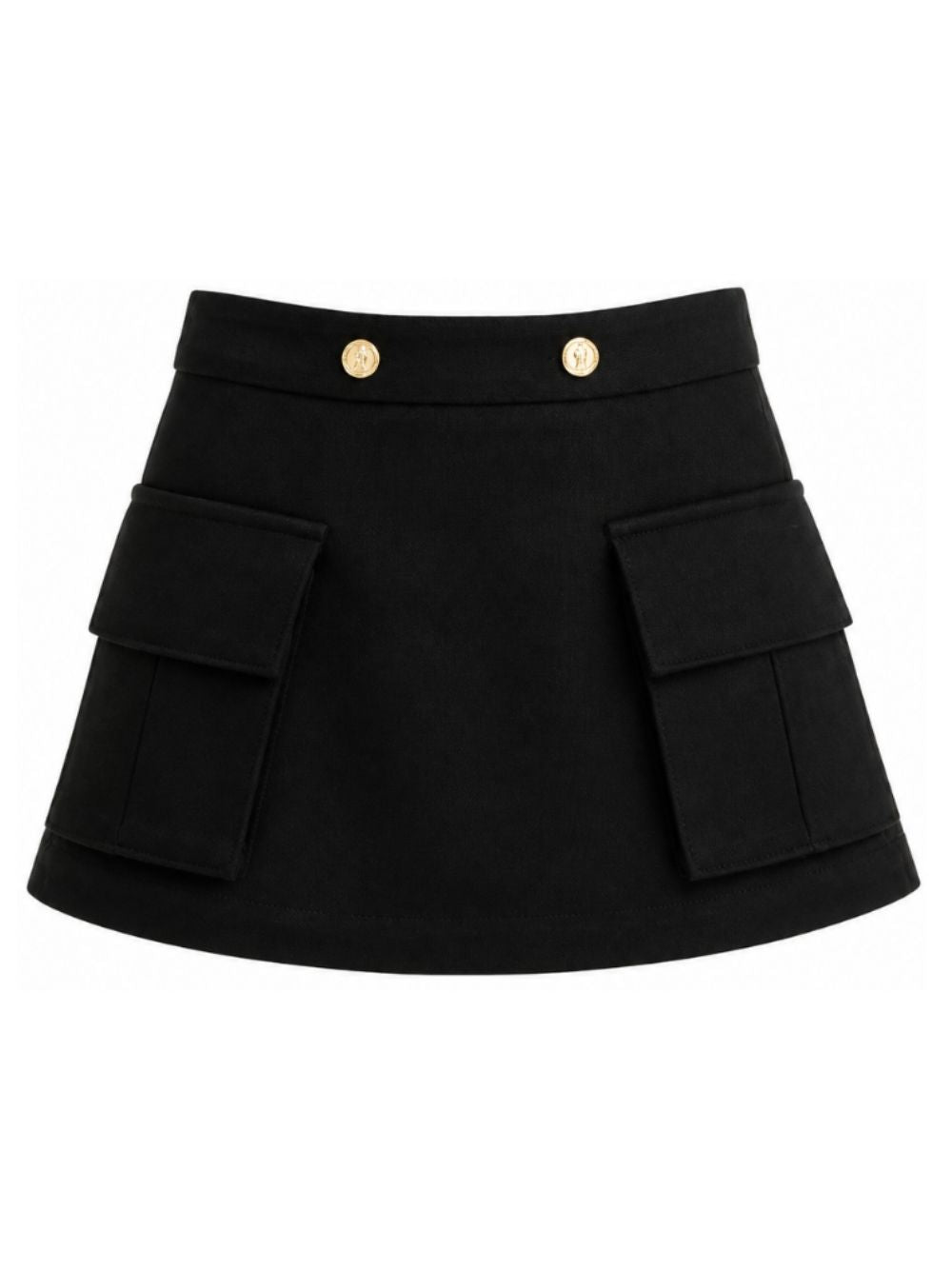 Gonna per bambina Balmain Kids nera con bottoni dorati con logo BZ7A21 I0196 930OR BALMAIN KIDS