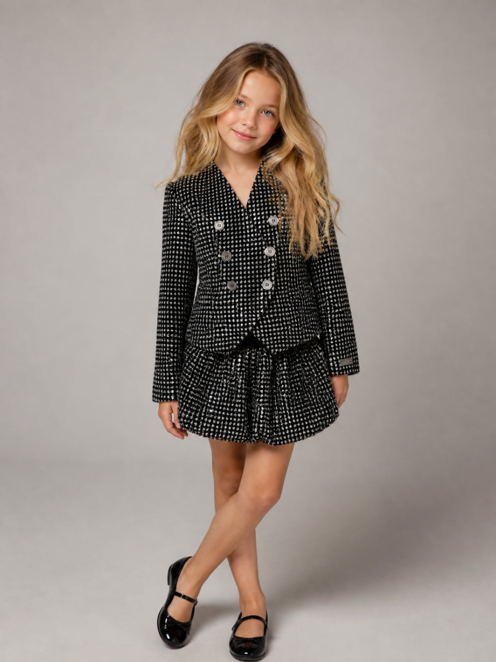 Gonna per bambina Balmain Kids nera con paillettes all-over BZ7A51 U0283 930AG BALMAIN KIDS
