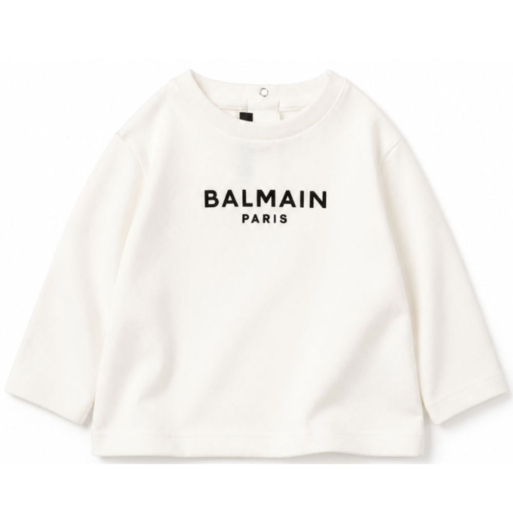 T-shirt per neonati Balmain Kids bianca con stampa logo BZ8310 Z3672 102NE BALMAIN KIDS