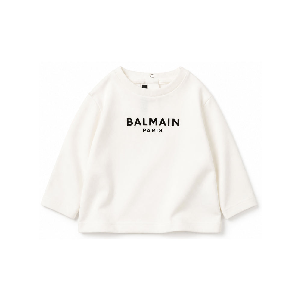 T-shirt per neonati Balmain Kids bianca con stampa logo BZ8310 Z3672 102NE BALMAIN KIDS