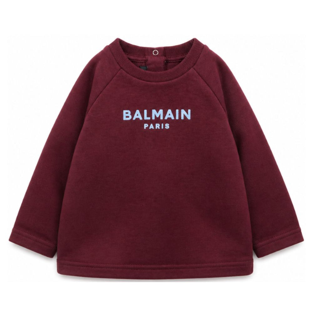 T-shirt per neonato Balmain Kids bordeaux con maniche reglan BZ8310 Z3672 530CE BALMAIN KIDS