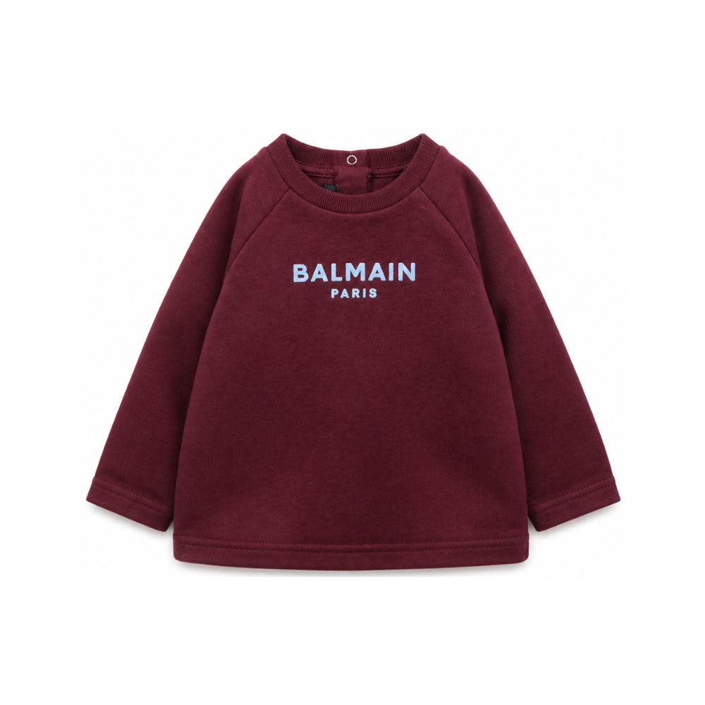 T-shirt per neonato Balmain Kids bordeaux con maniche reglan BZ8310 Z3672 530CE BALMAIN KIDS