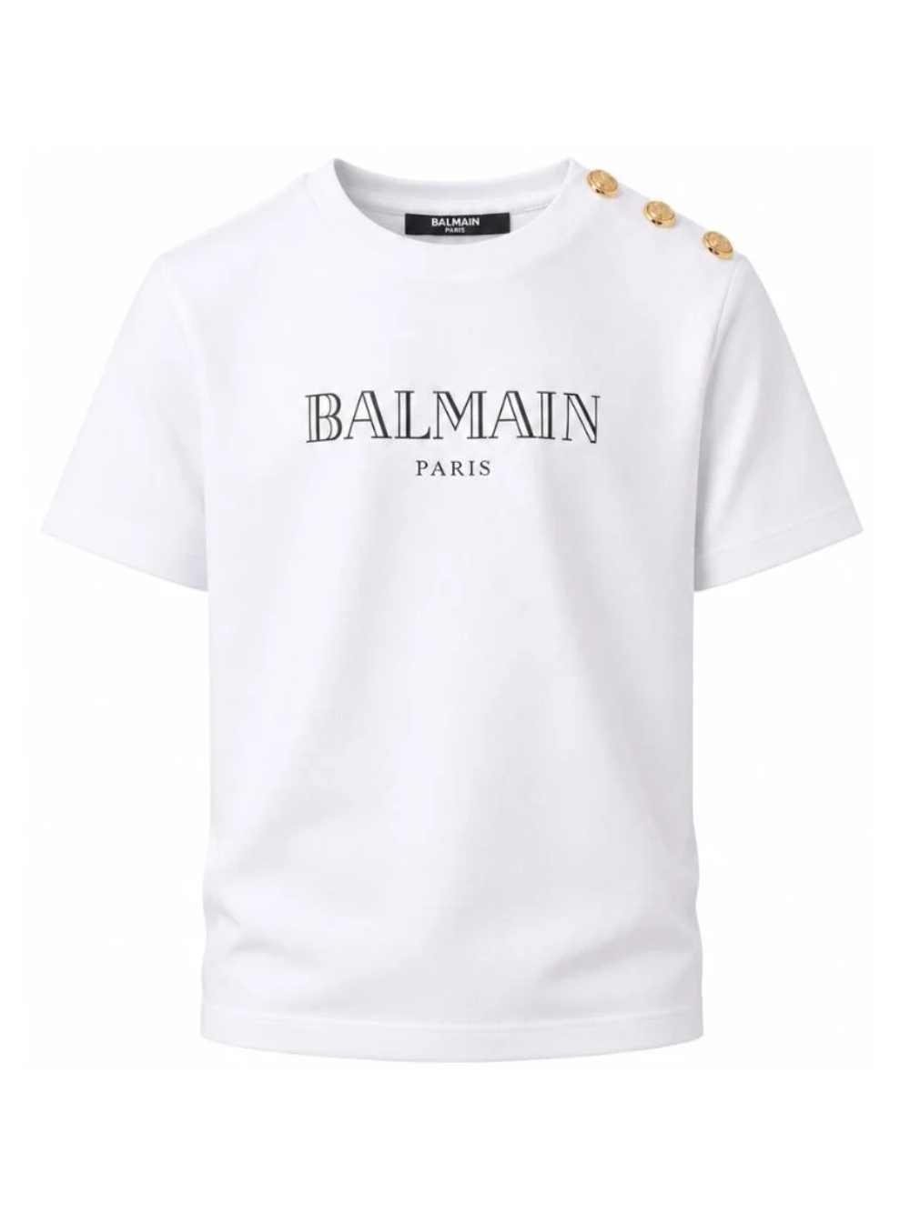 T-shirt per bambino Balmain Kids bianca con stampa logo sul davanti BZ8H51 Z3672 100NE BALMAIN KIDS