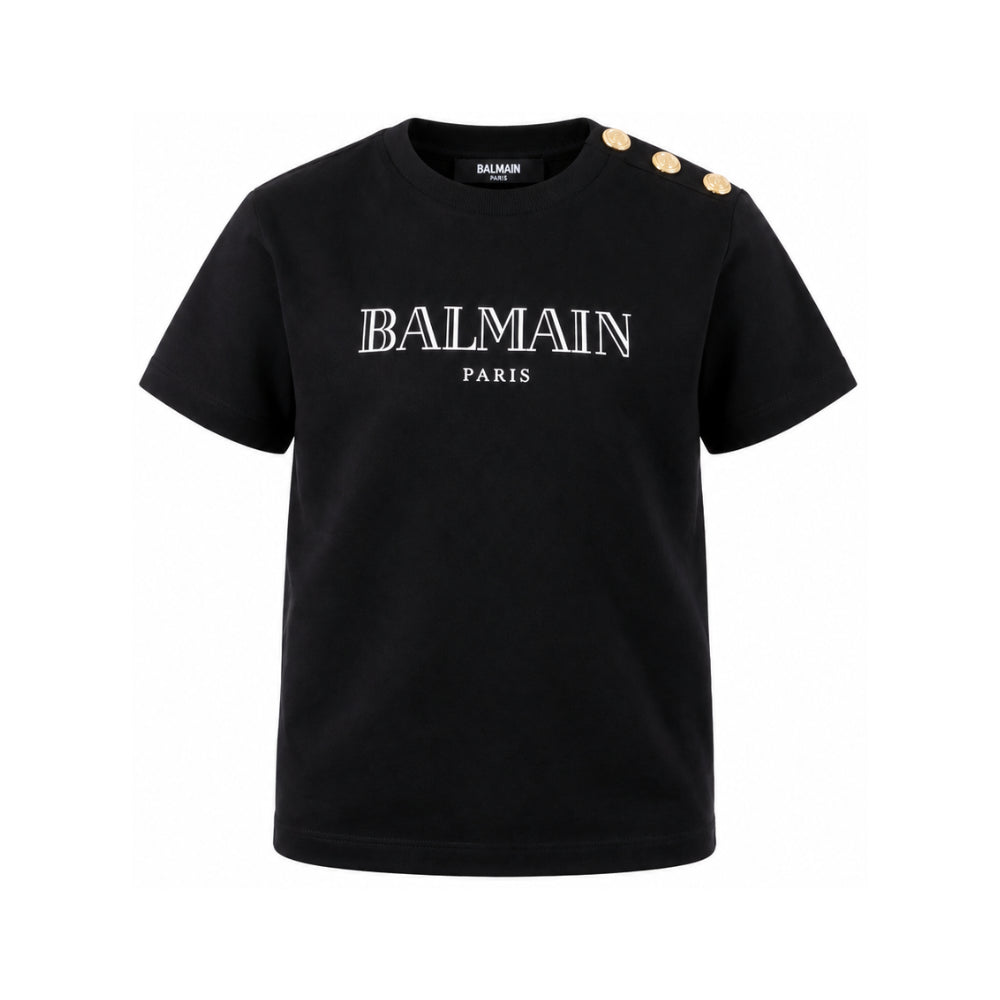 T-shirt per bambino Balmain Kids nera con stampa logo BZ8H51 Z3672 930BC BALMAIN KIDS