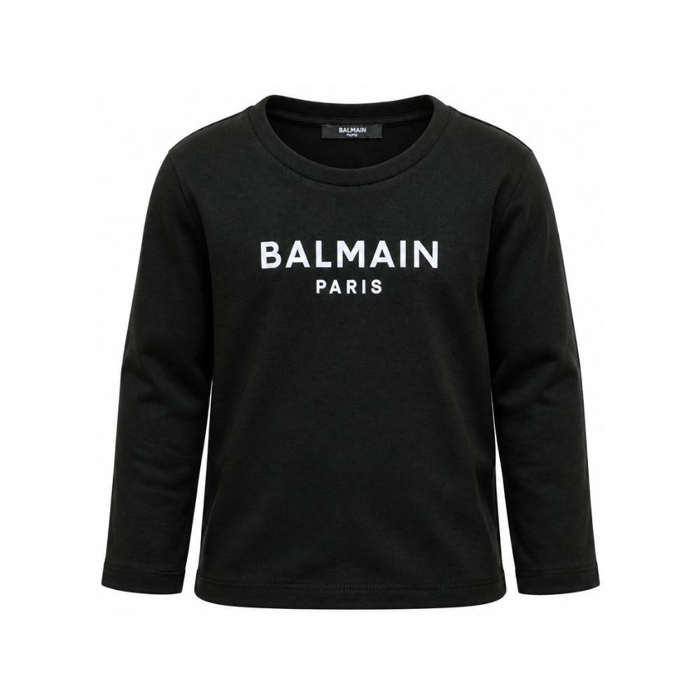 T-shirt per bambino Balmain Kids nera con dettaglio logo sul davanti BZ8I20 Z3672 930BC BALMAIN KIDS