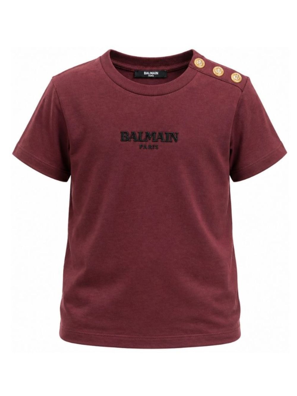 T-shirt per bambini Balmain Kids bordeaux con bottoni sulla spalla BZ8I81 Z3672 530OR BALMAIN KIDS