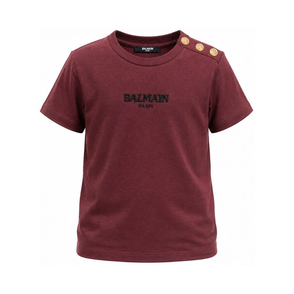 T-shirt per bambini Balmain Kids bordeaux con bottoni sulla spalla BZ8I81 Z3672 530OR BALMAIN KIDS