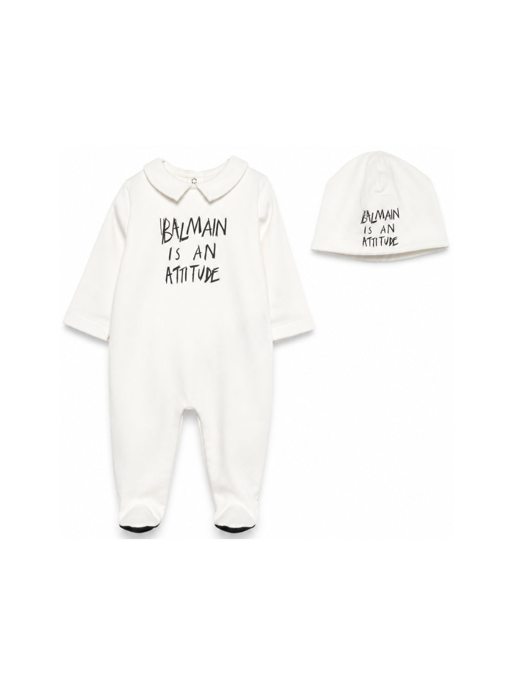 Tutina e berretto per neonati Balmain Kids bianchi con stampa grafica BZB300 Z3672 102NE BALMAIN KIDS
