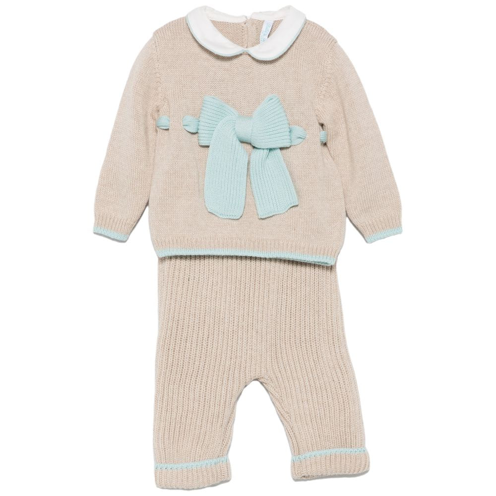Set maglione e pantaloni per neonati Bebé Di Almy beige con colletto alla Peter Pan 2P58 3900 BEBE' DI ALMY KIDS