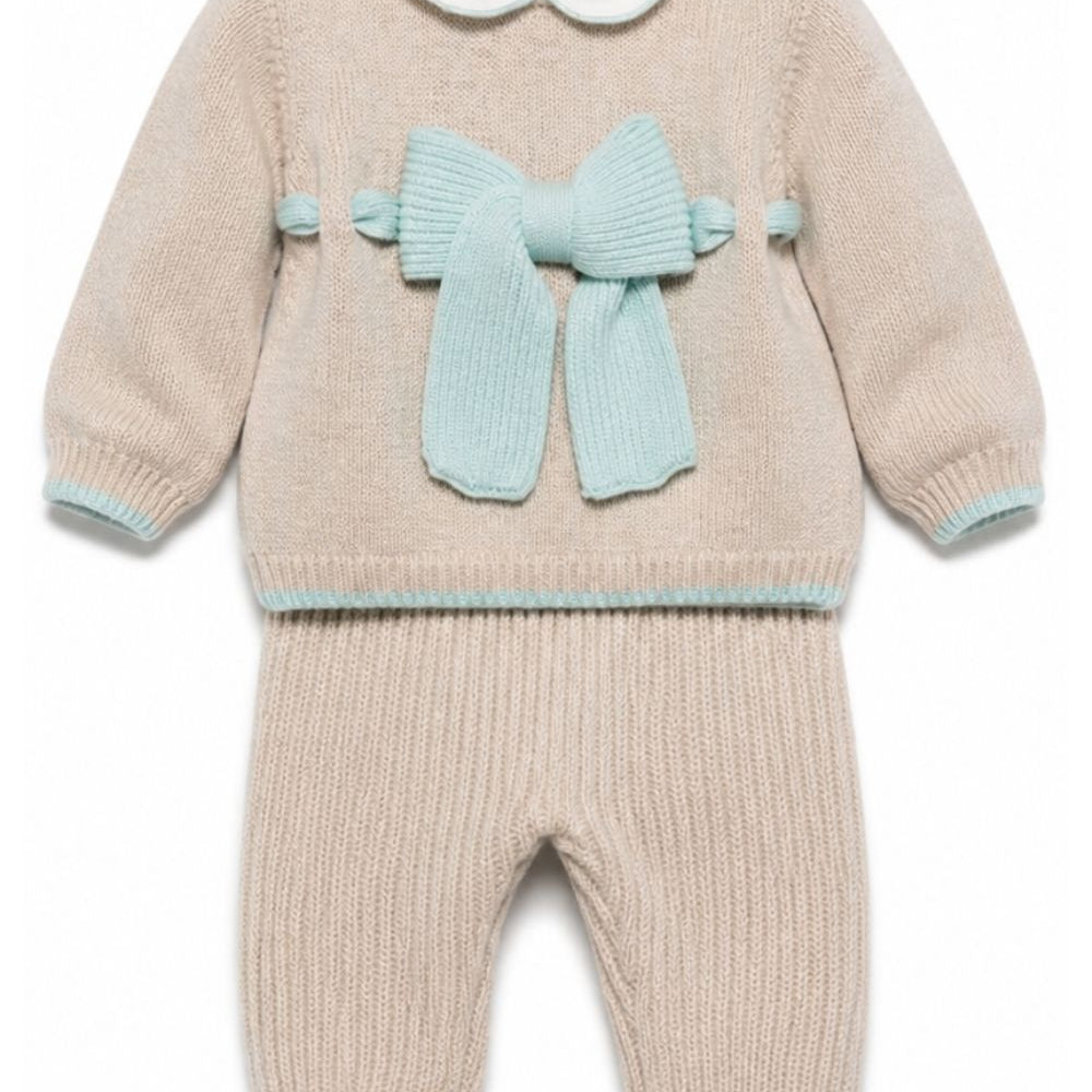 Set maglione e pantaloni per neonati Bebé Di Almy beige con colletto alla Peter Pan 2P58 3900 BEBE' DI ALMY KIDS
