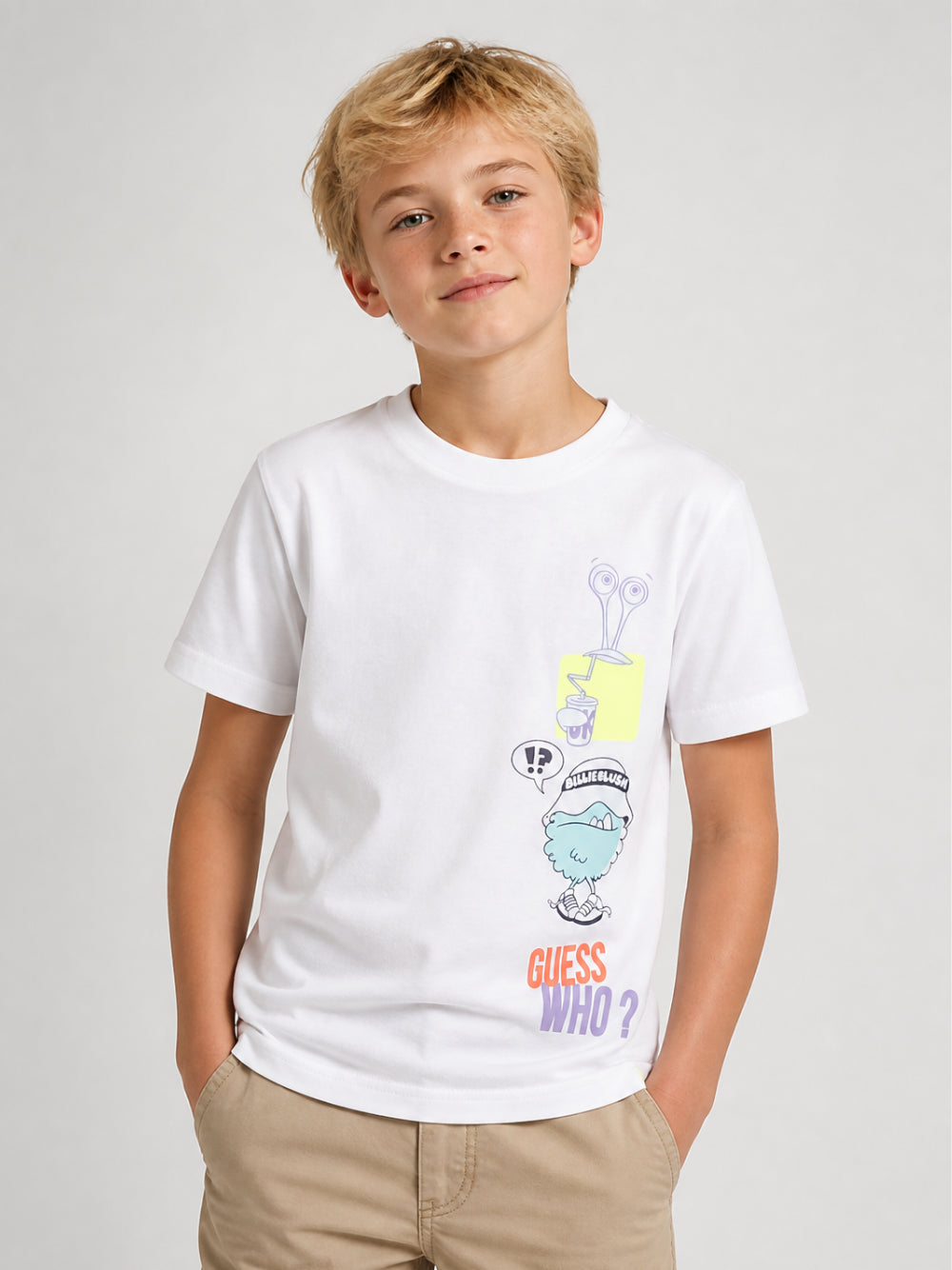 T-shirt per bambino BIllieblush Kids bianca con stampa grafica U22299 10P BILLIEBLUSH KIDS