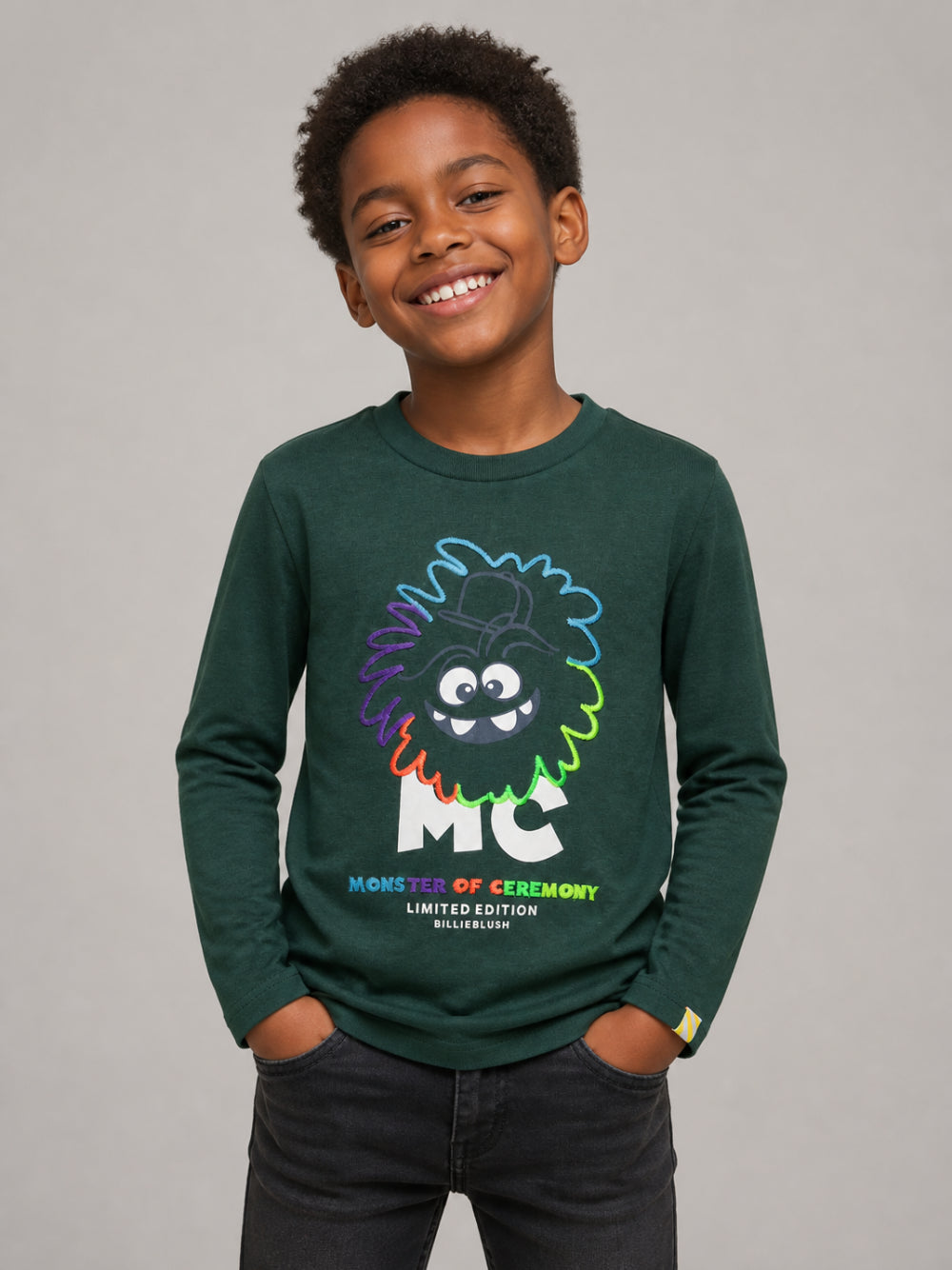 T-shirt per bambino Billieblush Kids verde con stampa grafica sul davanti U22303 68R BILLIEBLUSH KIDS