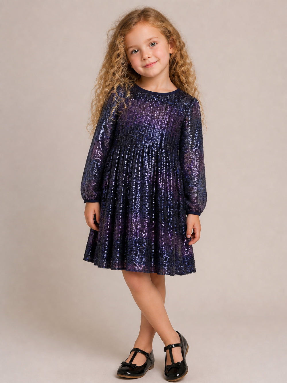 Abito per bambina Billieblush Kids viola con decorazione con paillettes U22341 85T BILLIEBLUSH KIDS