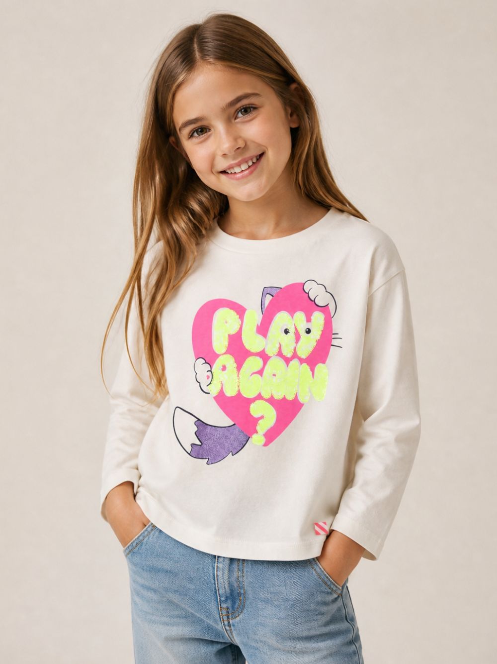T-shirt per bambina Billieblush Kids bianca con stampa grafica cuore U22379 121 BILLIEBLUSH KIDS