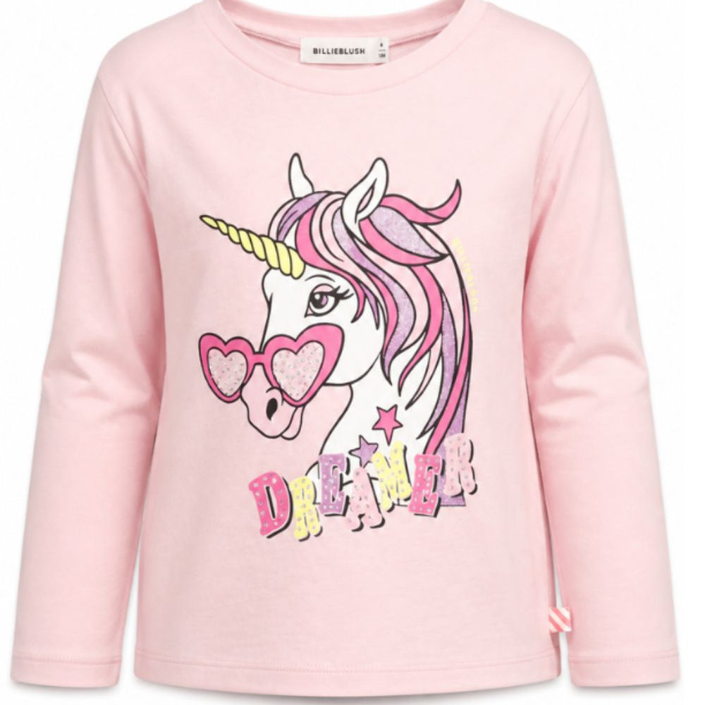 T-shirt per bambina Billieblush Kids rosa con stampa grafica unicorno U22384 467 BILLIEBLUSH KIDS