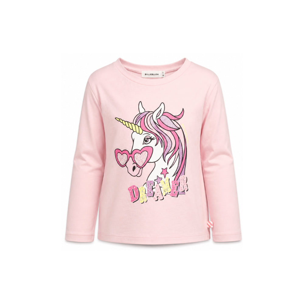 T-shirt per bambina Billieblush Kids rosa con stampa grafica unicorno U22384 467 BILLIEBLUSH KIDS