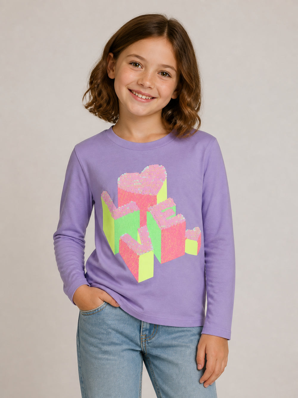 T-shirt per bambina Billieblush Kids viola con decorazione con paillettes U22385 90E BILLIEBLUSH KIDS