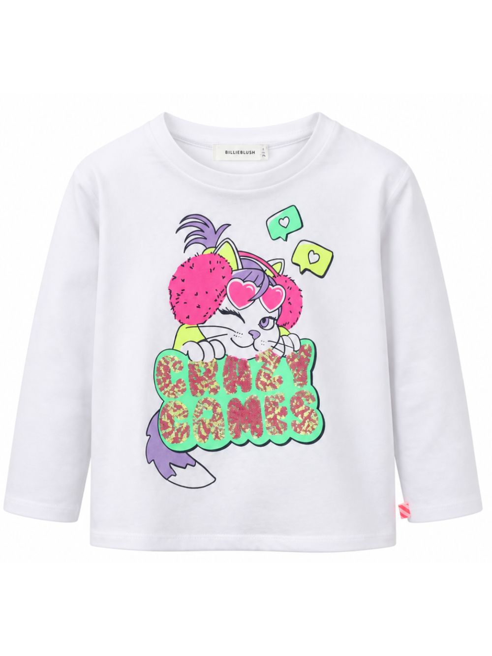 T-shirt per bambina Billieblush Kids bianca con stampa grafica gatto U22387 10P BILLIEBLUSH KIDS