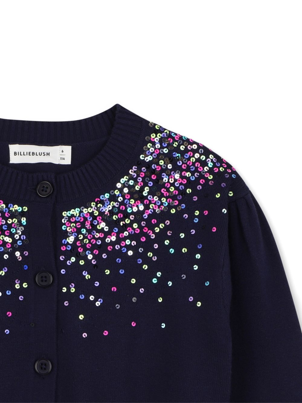 Cardigan per bambina Billieblush Kids blu con decorazione con paillettes U22394 85T BILLIEBLUSH KIDS