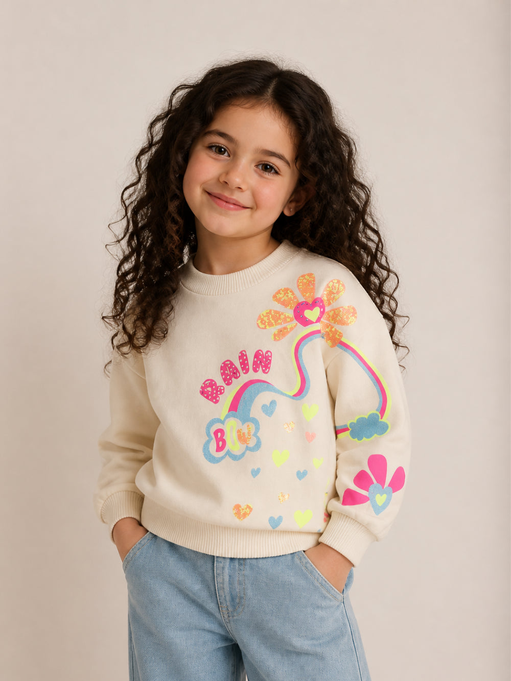 Felpa per bambina Billieblush Kids beige con decorazione con paillettes U22397 243 BILLIEBLUSH KIDS