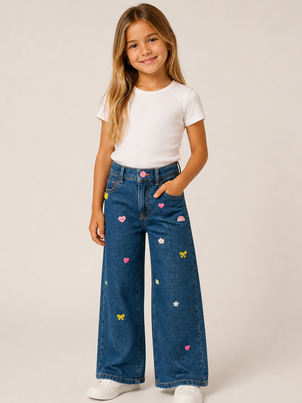 Jeans per bambina Billieblush Kids in denim con applicazioni U22410 Z22 BILLIEBLUSH KIDS