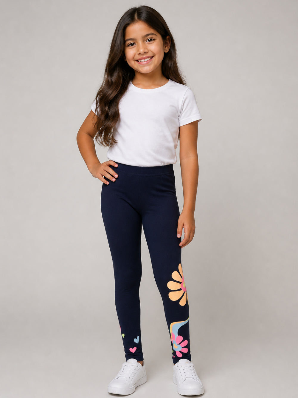 Leggings per bambina Billieblush Kids blu con stampa grafica U22421 85T BILLIEBLUSH KIDS