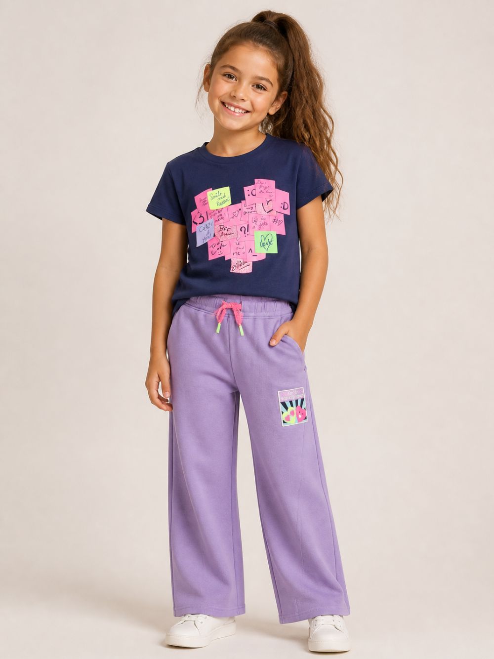 Pantaloni per bambina Billieblush Kids viola con chiusura con coulisse U22424 90E BILLIEBLUSH KIDS