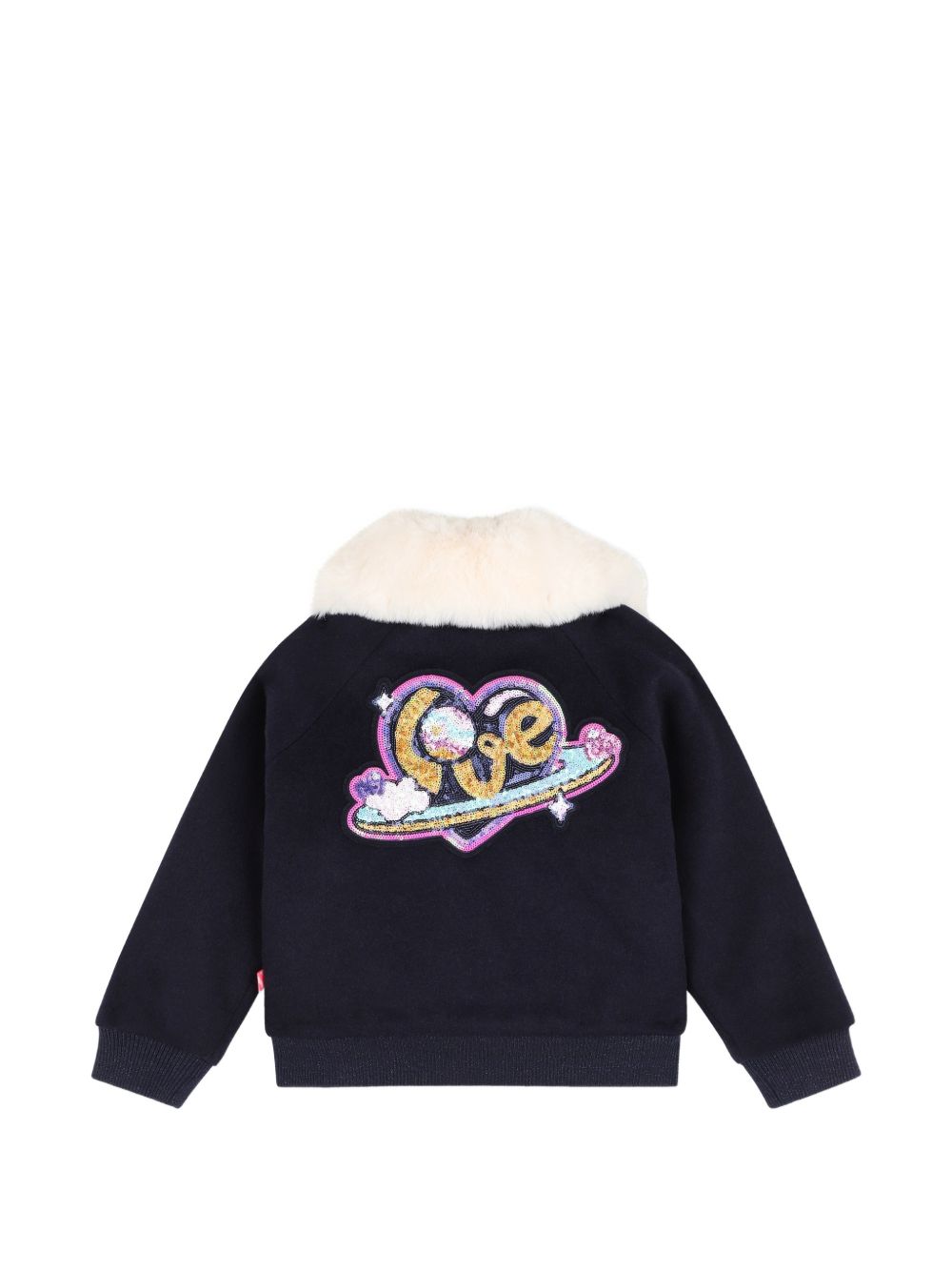 Giubbino per bambina Billieblush Kids blu con colletto in pelliccia sintetica U22431 85T BILLIEBLUSH KIDS