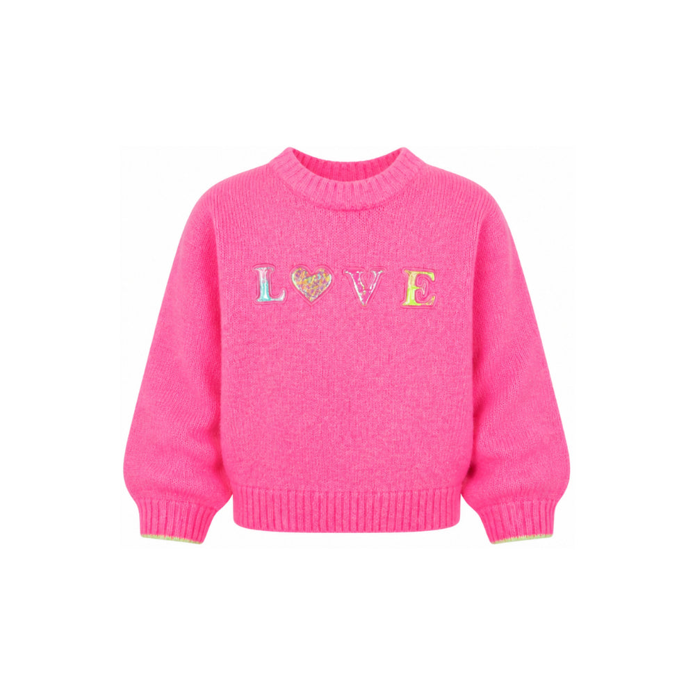Maglione per bambina Billieblush Kids rosa con decorazione con paillettes U22467 47A BILLIEBLUSH KIDS