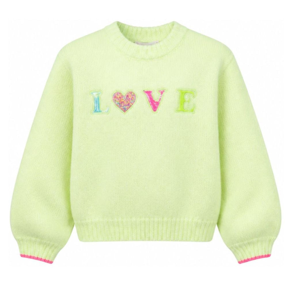 Maglione per bambina Billieblush Kids verde con decorazione con paillettes U22467 552 BILLIEBLUSH KIDS