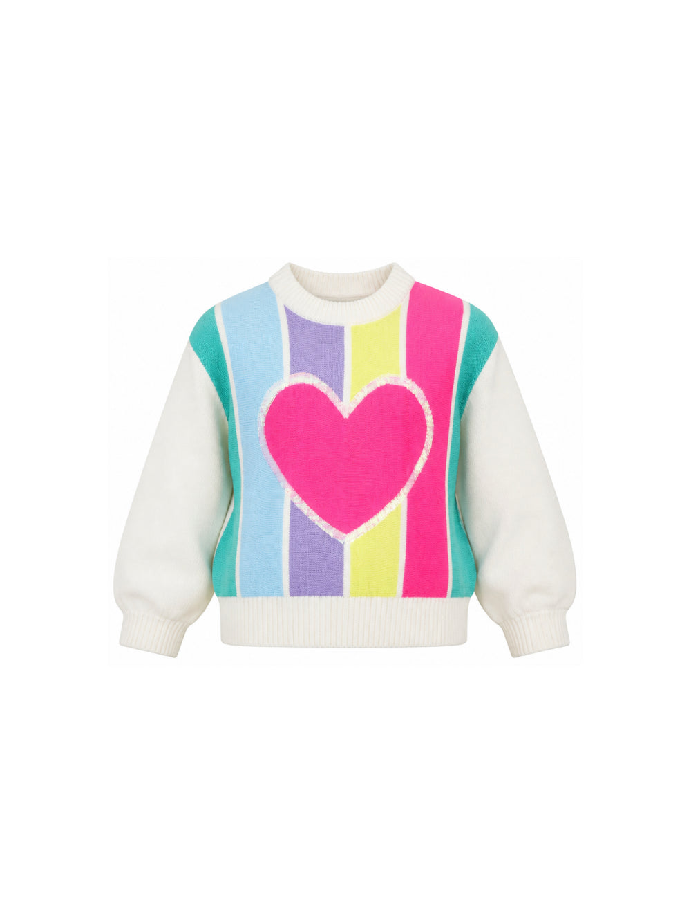 Maglione per bambina Billieblush Kids bianco con motivo a cuore sul davanti U22470 Z41 BILLIEBLUSH KIDS