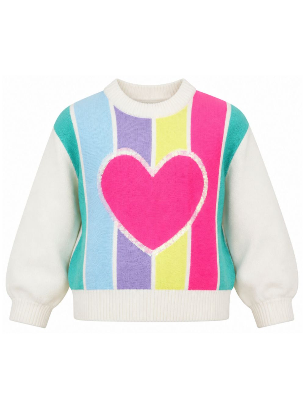 Maglione per bambina Billieblush Kids bianco con motivo a cuore sul davanti U22470 Z41 BILLIEBLUSH KIDS