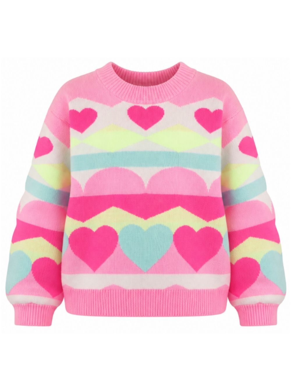 Maglione per bambina Billieblush Kids rosa con decorazioni cuori all-over U22474 Z41 BILLIEBLUSH KIDS