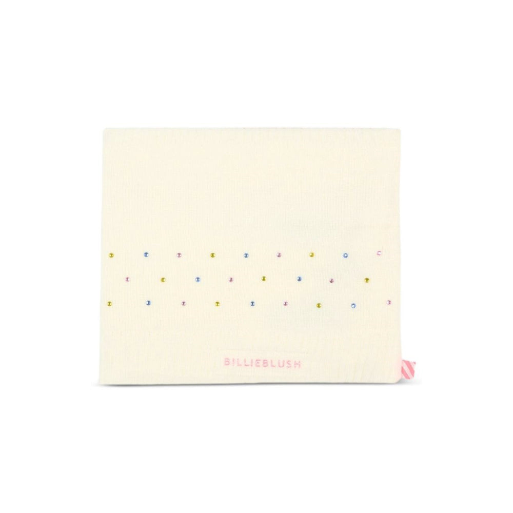 Scaldacollo per bambina Billieblush bianco con logo impreziosito da cristalli U22518 121 BILLIEBLUSH KIDS