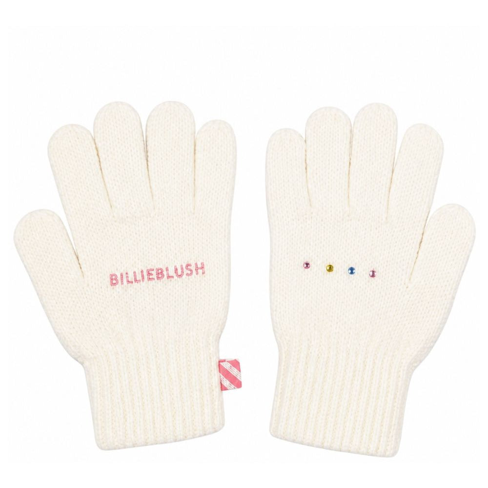 Guanti per bambina Billieblush Kids bianchi con logo ricamato U22541 121 BILLIEBLUSH KIDS