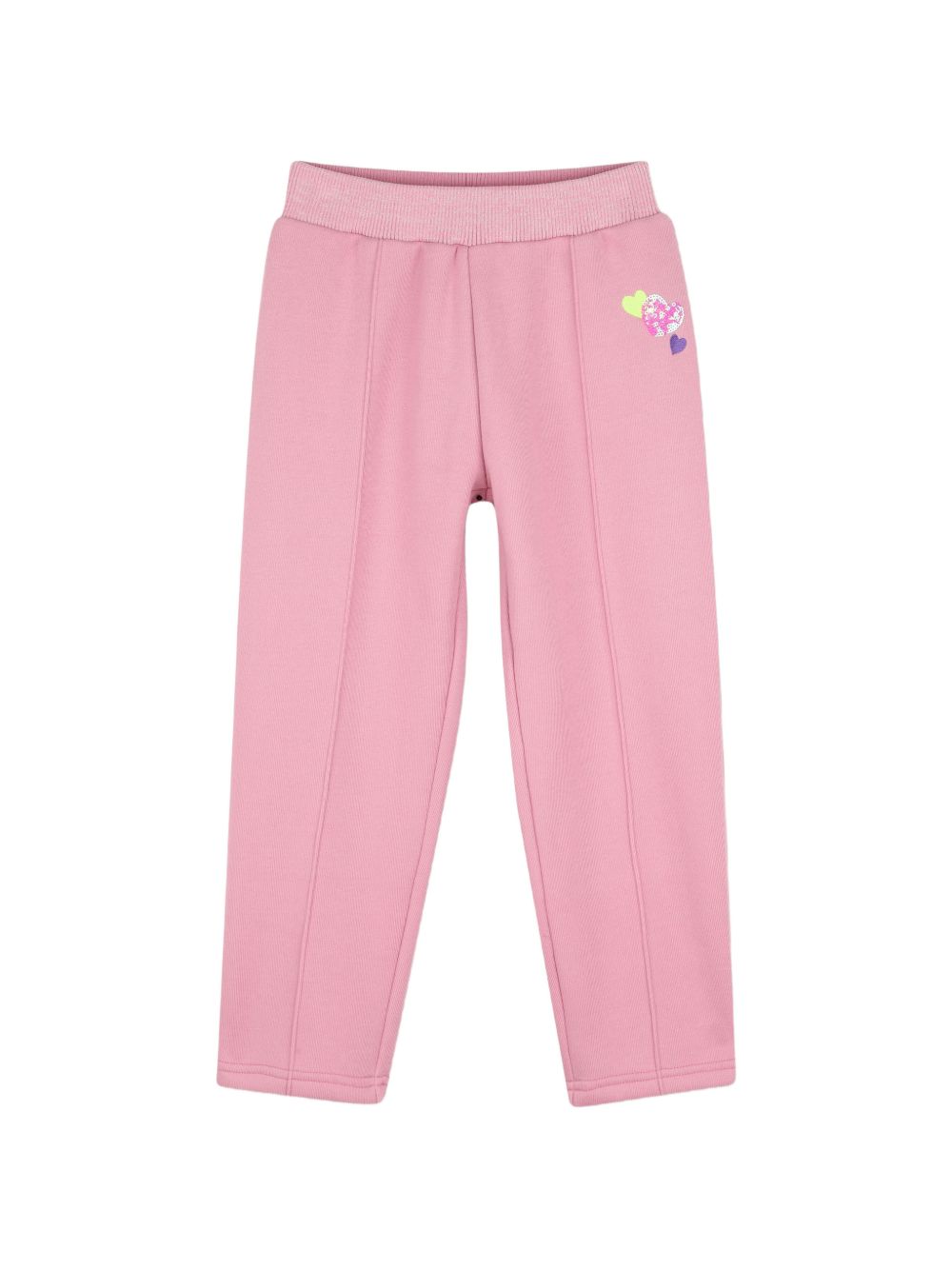 Pantaloni per bambina Billieblush Kids rosa con motivo a cuore con paillettes U22566 48X BILLIEBLUSH KIDS